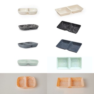 10 cái chén chấm 2 ngăn Melamine Vân Đá Kem/Đen/Xanh/Ngọc/Cam (C103-VD)