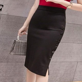 Chân váy bút chì công sở dáng dài phối nút trẻ trung, thanh lịch VannhShop CV0061