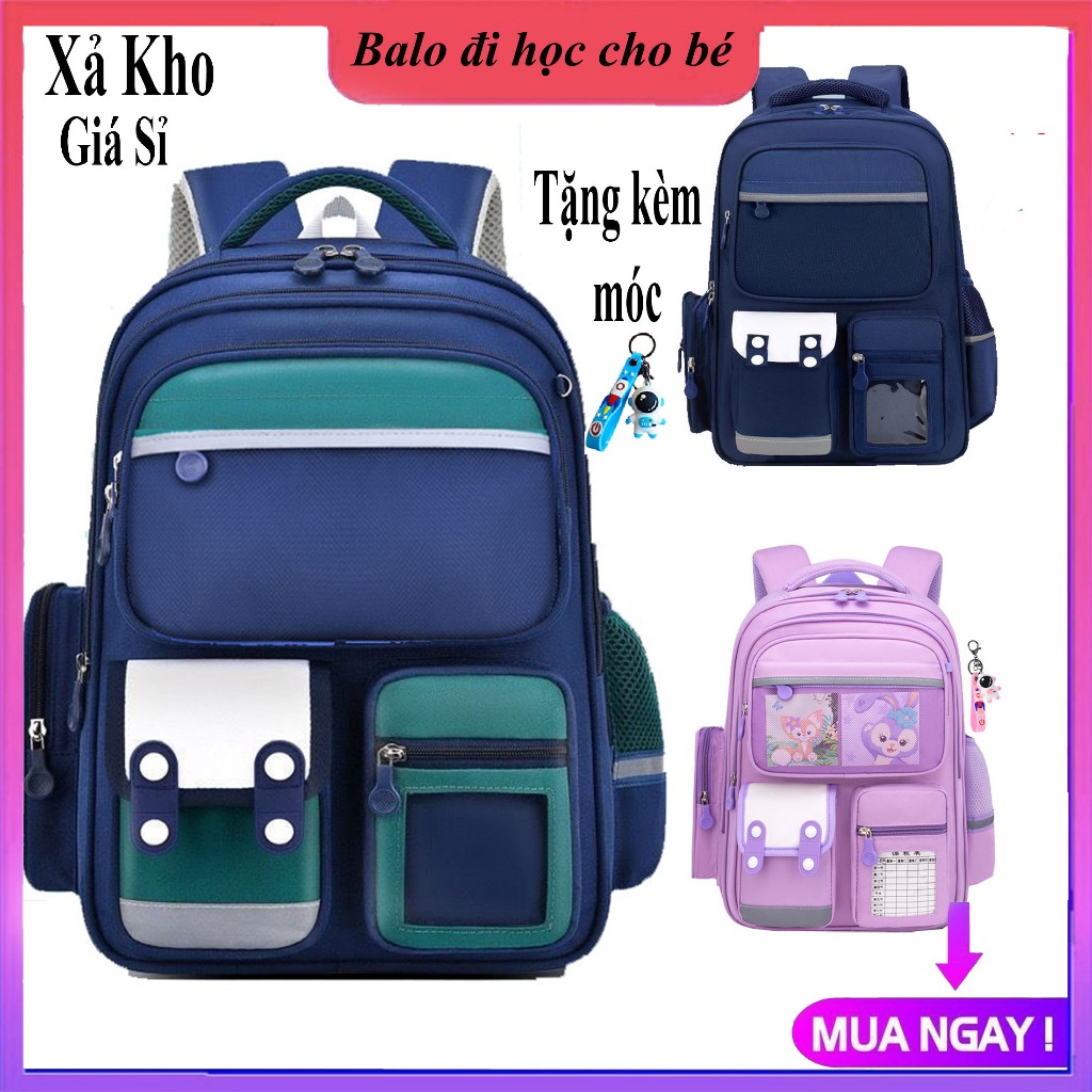 Balo Đi Học - Cặp Đi Học Cho Bé Trai Bé gái Tiểu Học Cấp 1, Cấp 2 Chống Gù Chống Nước Siêu Nhẹ