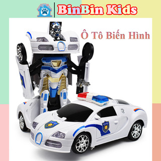 Đồ Chơi Ô Tô Robot Biến Hình, Mô Hình Xe Ô Tô Cảnh Sát Biến Dạng Thành Rô Bốt Cho Bé Trai