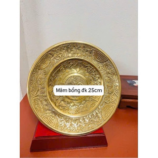 Mâm ngũ quả mâm bồng bằng đồng nguyên chất 25cm hàng kỹ dày nặng 1,4kg . Đĩa trái cây bằng đồng