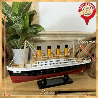 Mô hình tàu Titanic tàu gỗ trang trí tàu Titanic mô hình bằng gỗ - Gỗ sơn màu - Thân tàu dài 40cm