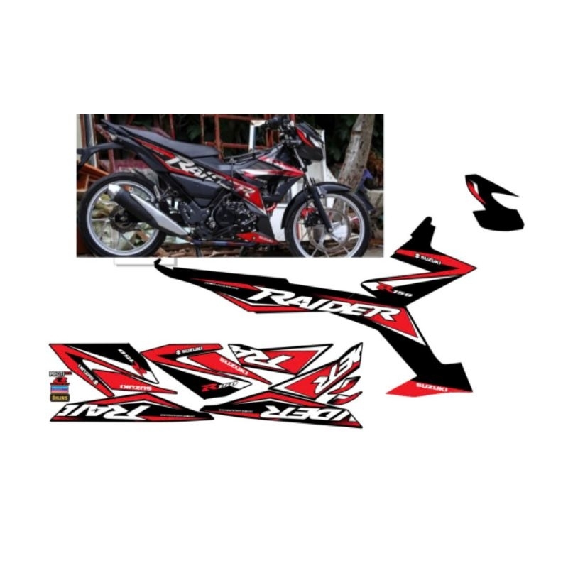 tem rời raider đen phối đỏ, decal thường 3 lớp siêu bền