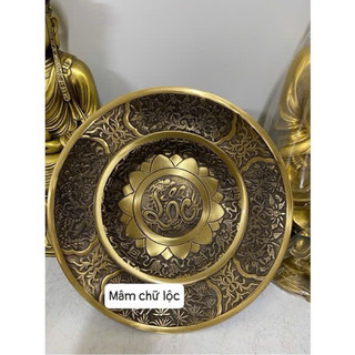 Mâm bồng bằng đồng ,mâm ngũ quả bằng đồng chữ lộc 33,5cm