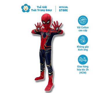Bộ đồ siêu nhân nhện cho bé trai liền quần hóa trang spiderman từ 3 tuổi đến 6 tuổi, tặng nón trùm + găng tay B174 SNBL