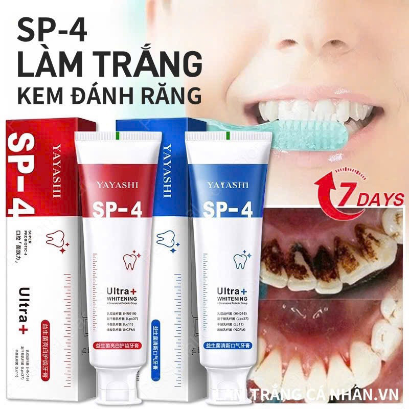 Kem Đánh Răng Yayashi sp-4  Ultra+ Whitening 120g Hỗ Trợ Giúp RăngTrắng Sáng, Khử Mùi, Thơm Mát