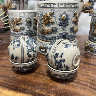 Men rạn trơn - bát cúng, bát cơm hà gốm đồ thờ cúng men rạn bát tràng nghệ nhân chế tác