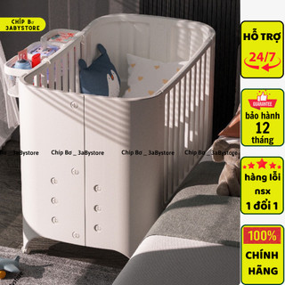 nôi cũi giường ngủ dành cho trẻ từ 0-5 tuổi tặng kèm nệm sơ dừa và giỏ đựng đồ 3 ngăn