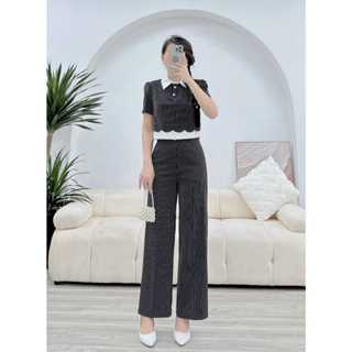 Set áo phối mix quần ống suông S212