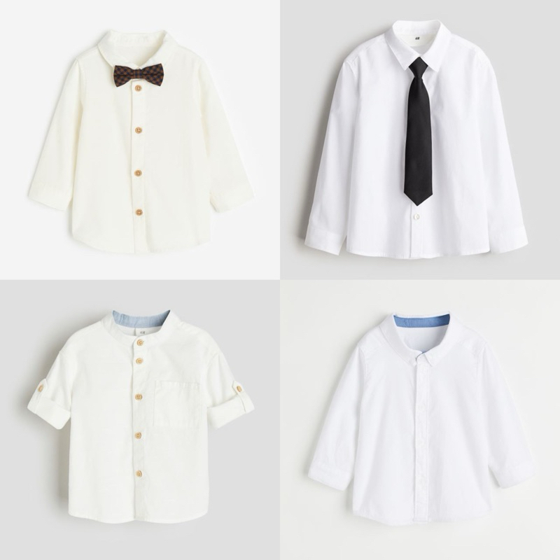 Áo sơ mi trắng HM auth cho bé size 4m-10y