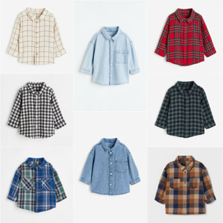 Áo sơ mi kẻ, sơ mi bò cho bé HM auth size 4m - 4y