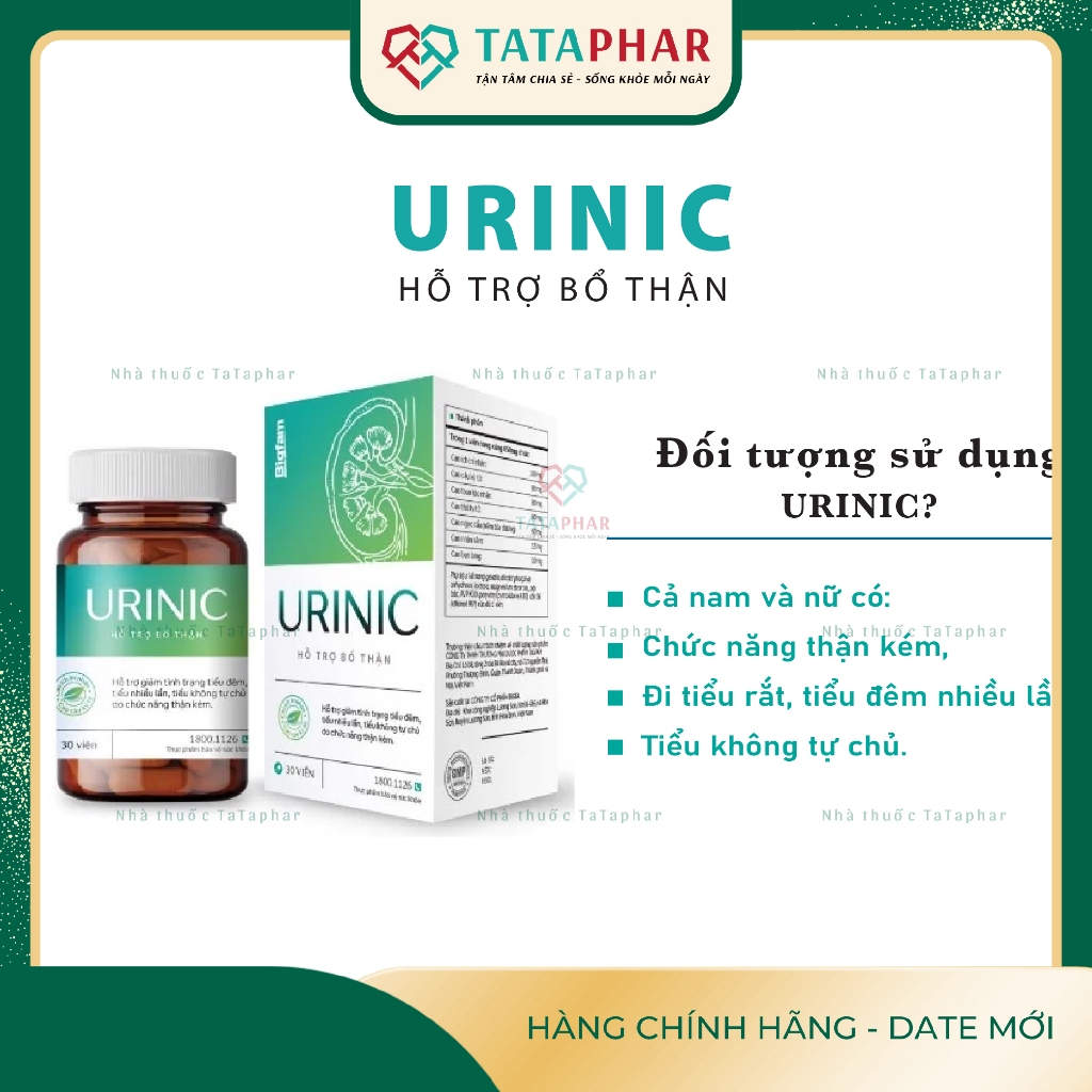 Viên uống hỗ trợ bổ thận Urinic - Hỗ trợ Giảm tình trạng tiểu đêm, tiểu nhiều lần, tiểu rắt, tiểu không tự chủ