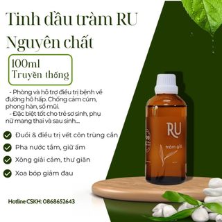 Tinh dầu Tràm Huế nguyên chất RU - Chuẩn IOOP - Đuổi và làm dịu vết côn trùng - 100ml