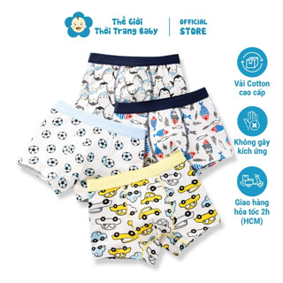 Combo 4 Quần Xì Cho Bé Trai QS04, Từ 2-14 Tuổi, Vải Thun Cotton Thoáng Mát Không Bí Rít
