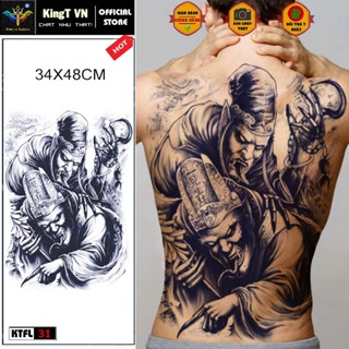 ✅ Hình xăm 15 ngày full lưng hắc bạch vô thường chống nước độ bền cao hàng chính hãng KingT