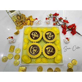 VỈ 4 KHUÔN LÀM RAU CÂU, TRUNG THU HÌNH PHƯỚC LỘC THỌ TÀI 300 GRAM, KÍCH THƯỚC MỖI Ô 9 X 9 X 5 CM