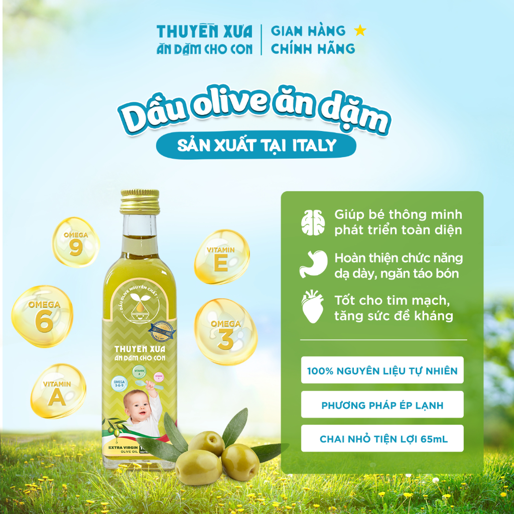 Dầu Oliu Nguyên Chất Thuyền Xưa Ăn Dặm cho con 65ml/250ml