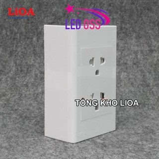 Combo ổ cắm điện đôi 3 chấu LiOA 16A 3520W - Lắp nổi