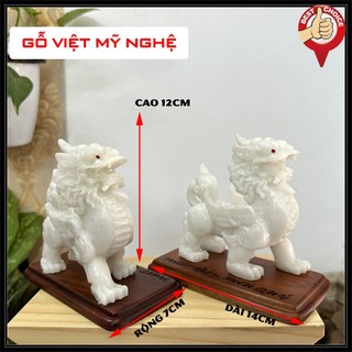 Cặp 2 tượng đá tỳ hưu phong thủy trang trí bàn làm việc - cao 12cm - đá non nước