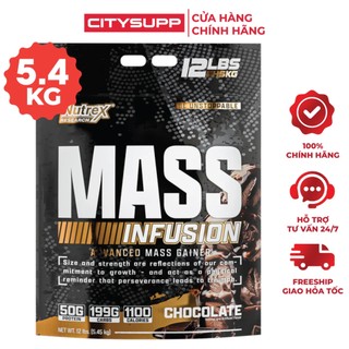 Nutrex Mass Infusion (Túi 5.4KG) Sữa Tăng Cân, Tăng Cơ Nạc Hiệu Quả, Bổ Sung 50G Protein, 22G EAA, 10G BCAA, 19 Lần Dùng