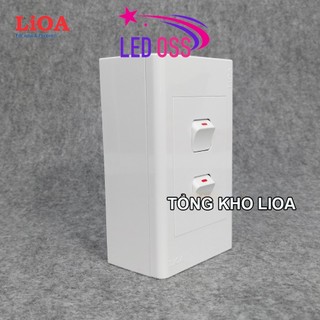 Combo 2 công tắc điện 1 chiều + mặt lỗ vuông LiOA - Lắp nổi