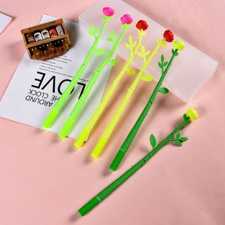 Bút gel mực đen ngòi 0.38mm, bút mực đen - hoa hồng thơm