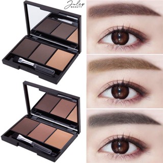 Bảng Phấn Trang Điểm Lông Mày 3 Màu Chống Nước, Chống Mồ Hôi Tự Nhiên - Kèm Cọ Đa Dụng - JULEP BEAUTY