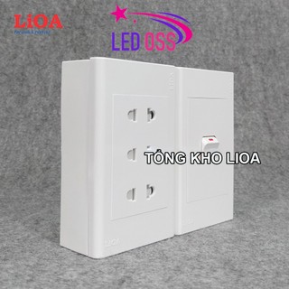 Combo ổ cắm điện ba 2 chấu LiOA 16A 3520W + 1 công tắc điện - Lắp nổi