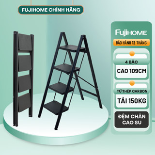 Thang ghế gấp gọn nhập khẩu FUJIHOME SL104B chất liệu thép carbon cứng cáp, 2-3-4 bậc tiện lợi