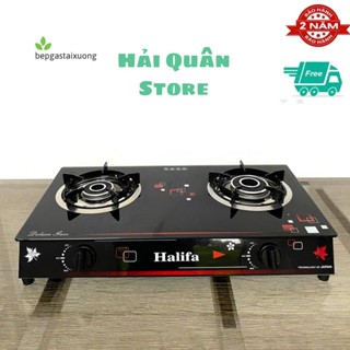 Bếp Ga đôi mặt kính TD78 Halifa- bếp ga họng to nhỏ lửa xanh kiềng chắn gió
