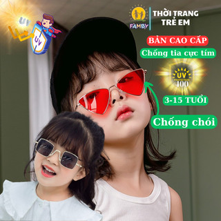 Kính cho bé gọng vuông tam giác chống tia UV, chống lóa ánh sáng thời trang trẻ em
