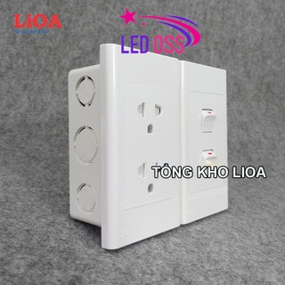 Combo ổ cắm điện đôi 3 chấu LiOA 16A 3520W + 2 công tắc điện - Lắp âm tường