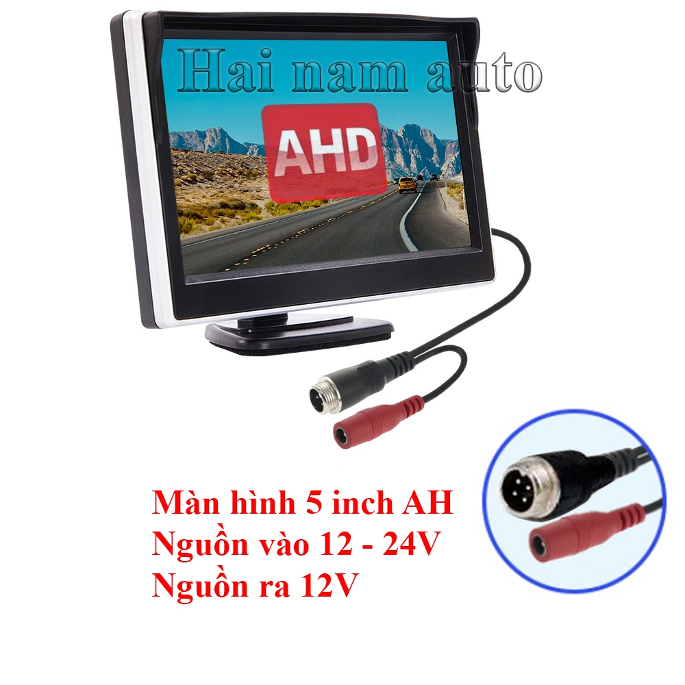 Màn hình 5 inch, chân tín hiệu GX12 - 4pin, giắc xoáy, độ phân giải 800x480, AHD và CCD