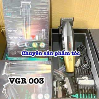 ✅VGR Tông đơ cắt tóc VGR 003 tăng tốc lưỡi mài chuốt sắc bén kim loại titanium sứ ceramic pin 2500mAh thời gian sử dụng
