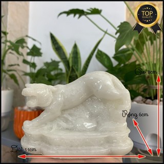 Tượng đá con hổ trang trí - Tượng trang trí Hổ phong thủy - Đá Non Nước - Chiều dài 11cm