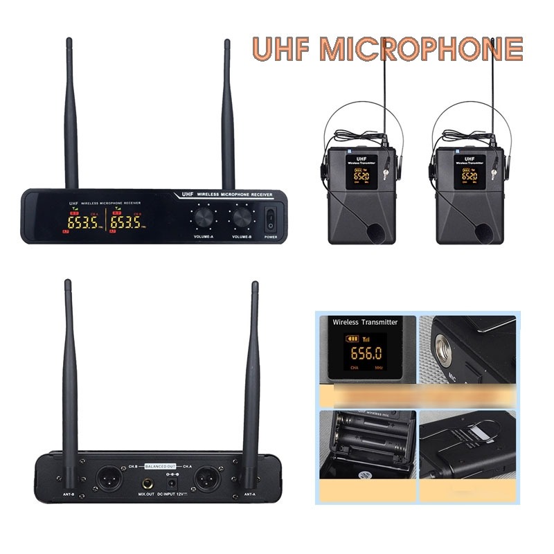 Micro không dây đeo tai, cài áo UHF Wireless microphone