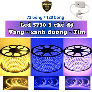 Dây đèn led 5730 đổi màu, 3 chế độ Vàng - Dương - Tím, trang trí hắt trần, thạch cao, nội thất...