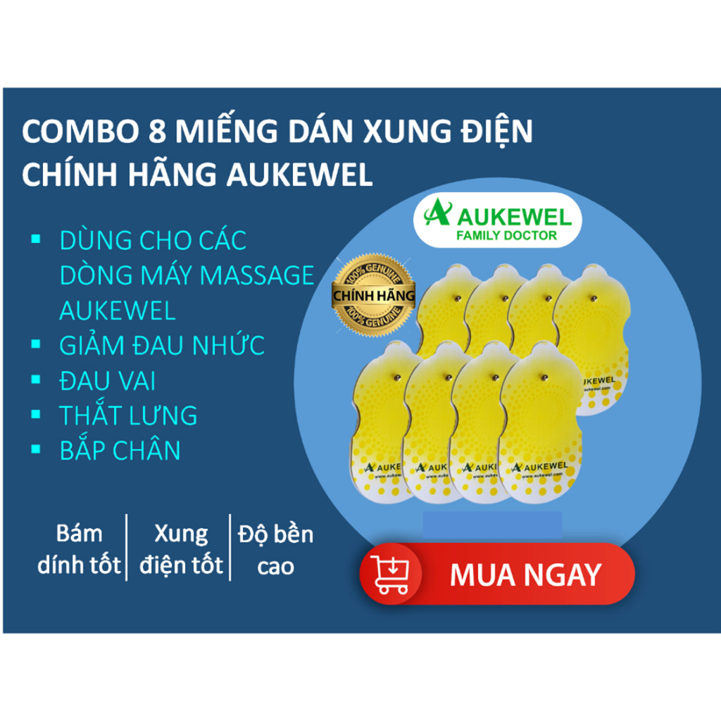 Combo 8 miếng (4 cặp) Dán xung điện CHÍNH HÃNG AUKEWEL