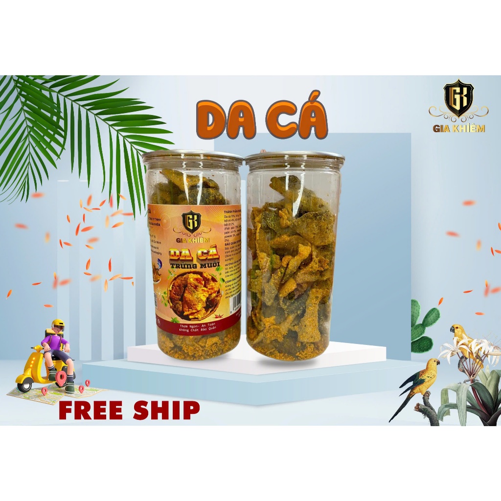 [Da Cá loại 1] Da Cá Trứng Muối Đậm Đà Thơm Ngon Giòn tan - Da Cá Ăn Vặt hủ pet 230gram