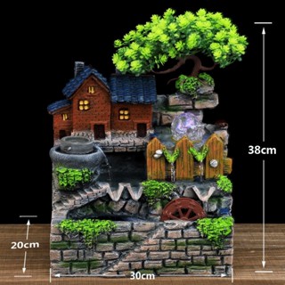 Thác Nước Phong Thuỷ Để bàn- Tiểu cảnh non bộ -Thác nước phong thuỷ mẫu mái nhà xanh