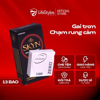 Combo Trải Nghiệm Đẳng Cấp - Bao cao su Lifestyles Skyn Intense Nonlatex 10 bao + 1 Bao cao su SKYN Elite 3 bao