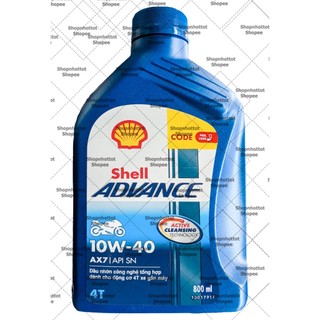 Dầu nhớt tổng hợp xe số shell advance ax7 10w40 800ml