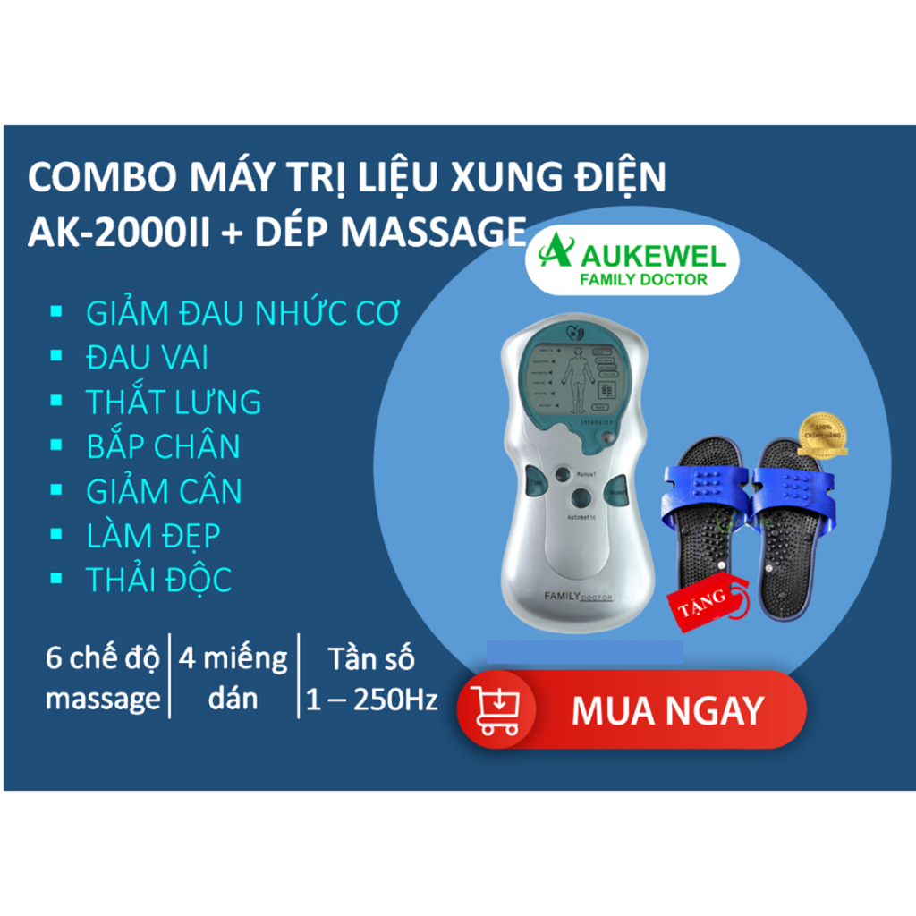 Combo Máy massage AUKEWEL AK-2000II Family Doctor + Dép massage AUKEWEL
