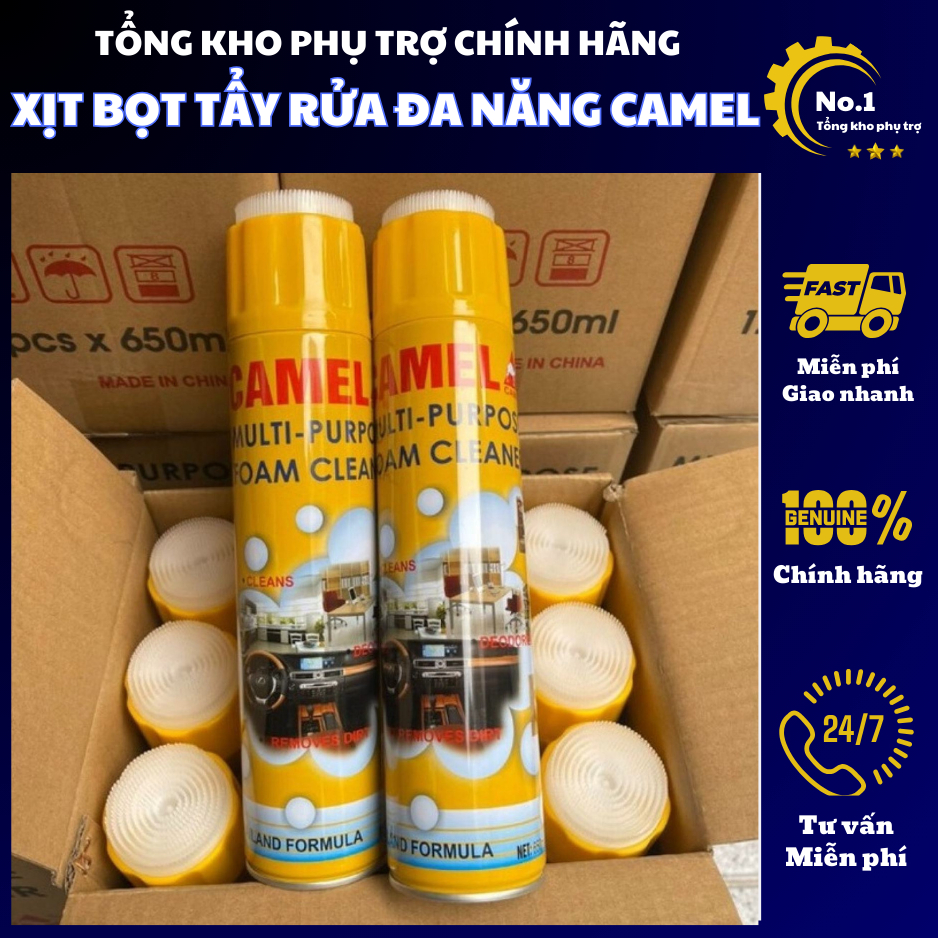 Chai xịt bọt vệ sinh đa năng nội thất, ghế da, trần nỉ ô tô CAMEL