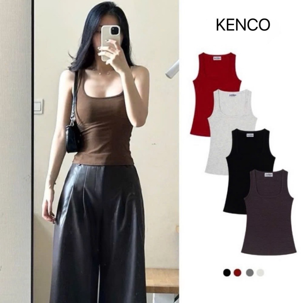 Áo tanktop 2 dây nữ cổ vuông JUSTDUN co giãn hàng thun cotton xuất dư Kenco Sài Gòn
