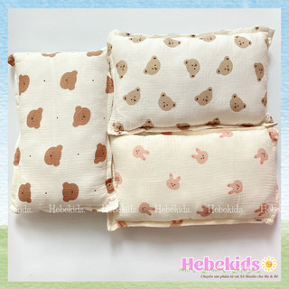Gối cho bé vải xô muslin mềm mại thấm hút mồ hôi, gối cho bé 6 tháng - 3 tuổi Hebekids