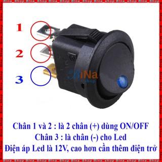 Công tắc bập bênh có LED 12V/20A