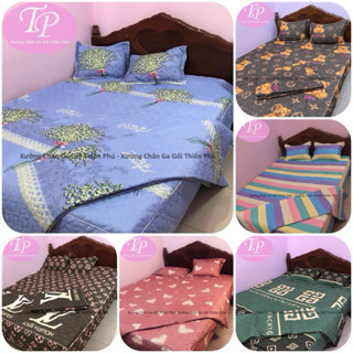 Bộ Ga Phủ 4 Góc + 2 Vỏ Gối Coton Poly Trần Bông Dày Dặn Xẻ Góc ( Đủ Kích Thước ) 1m6/1m8/2m2