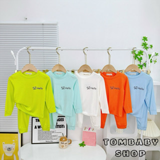 DT08- BỘ DÀI IN Chữ HELLO (9-30kg) Bộ Dài Tay Thun Lạnh Cho Bé Trai Bé Gái