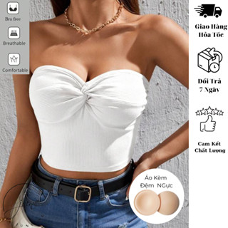 Áo Tube Top croptop quây ngang JUNE.SG Áo quây có mút ngực ôm body áo croptop quây ngang D043